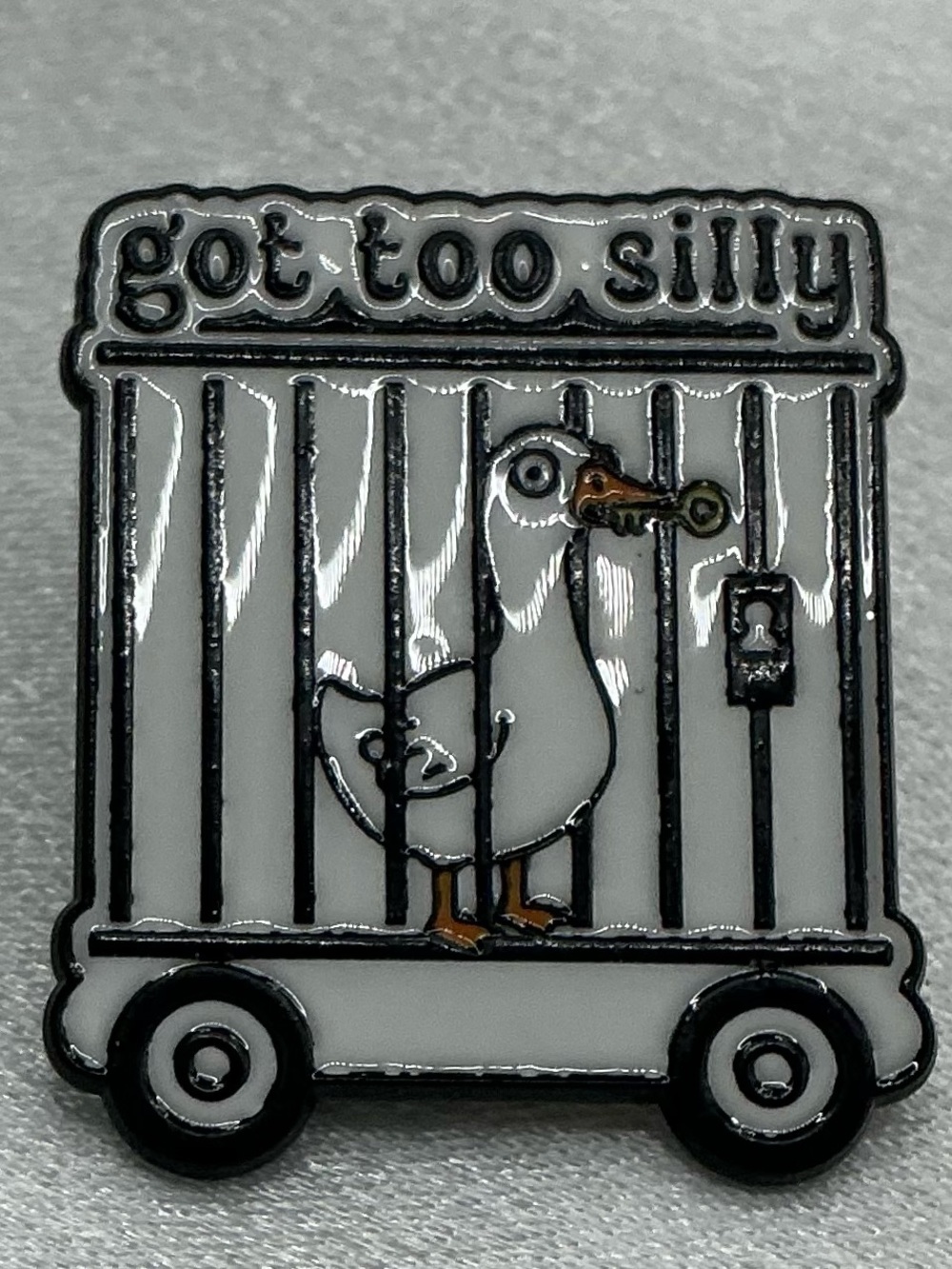 ENAMEL LAPEL PIN GOOSE GOT TOO SILLY